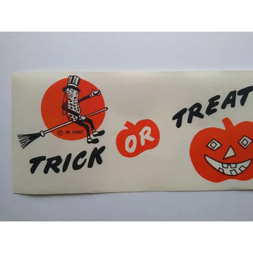 Mr Peanut Halloween Wax Paper Steamer Banner Original 1940s Planters Peanuts Art
